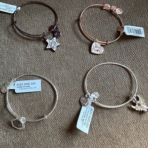 Alex and Ani Silver and Gold Charm Bracelets